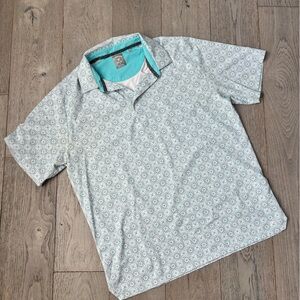 Men's Patterned Polo Shirt - Blue and White